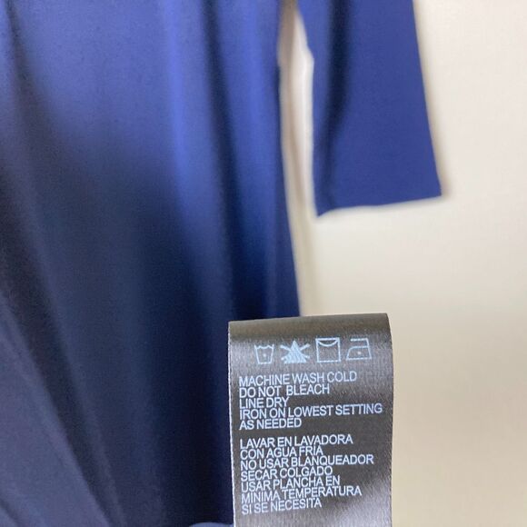Perceptions New York NWT Midi Dress Size M Navy Blue Knot Waist Formal or Office - Picture 8 of 8